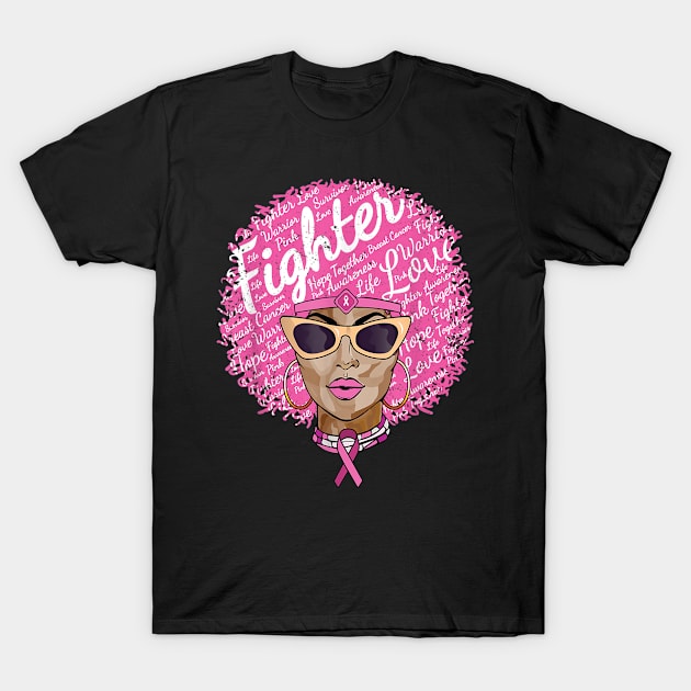 Funny Cancer Breast Cancer Support Black Queen T-Shirt by designathome